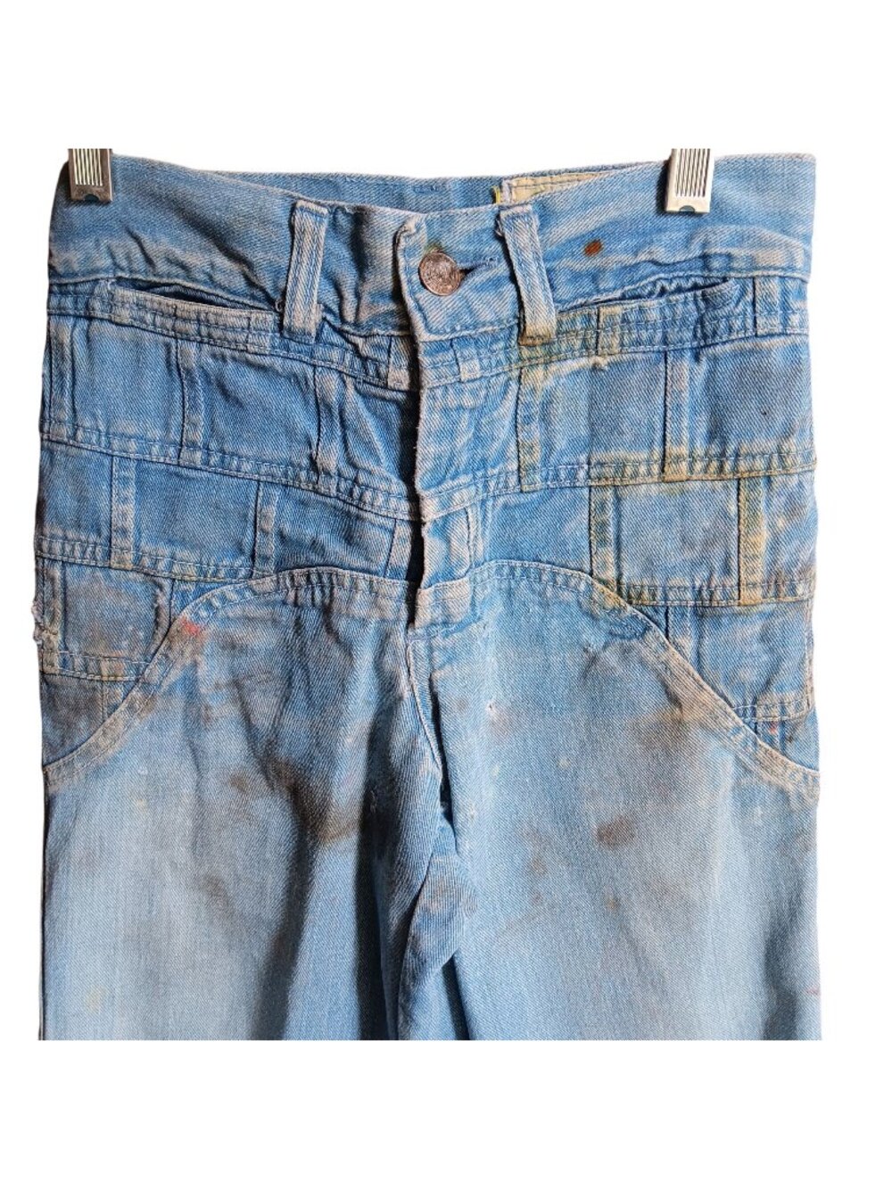 True Vintage Jeans Flared Distressed 25x29 Trashed Cotton Hippy Bells Wild Oats